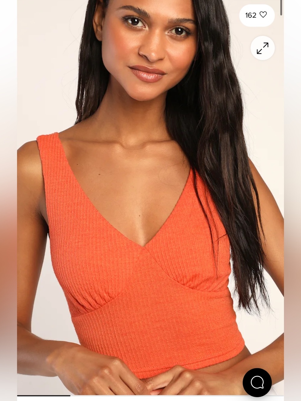 Lulu's Ribbed V-Neck Tank Top - Orange